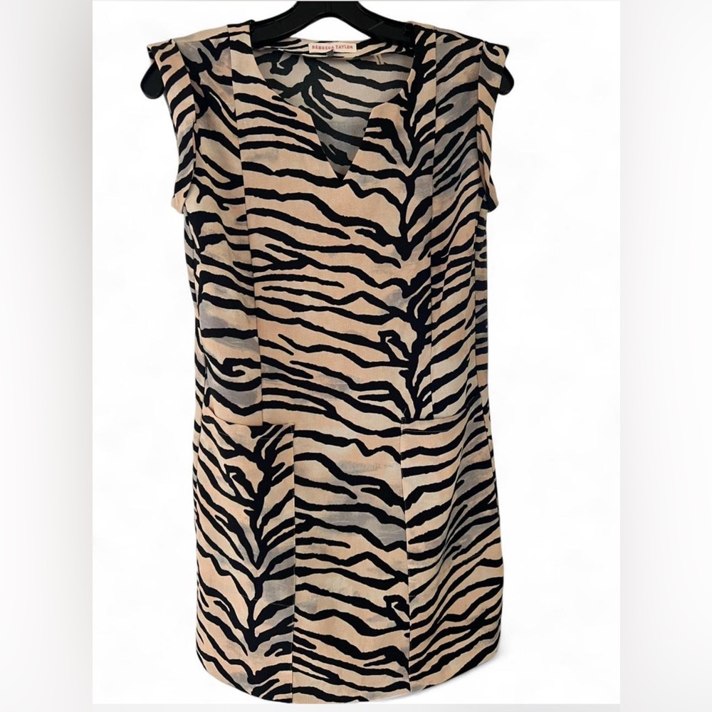 Rebecca Taylor Black and Cream Animal Print dress